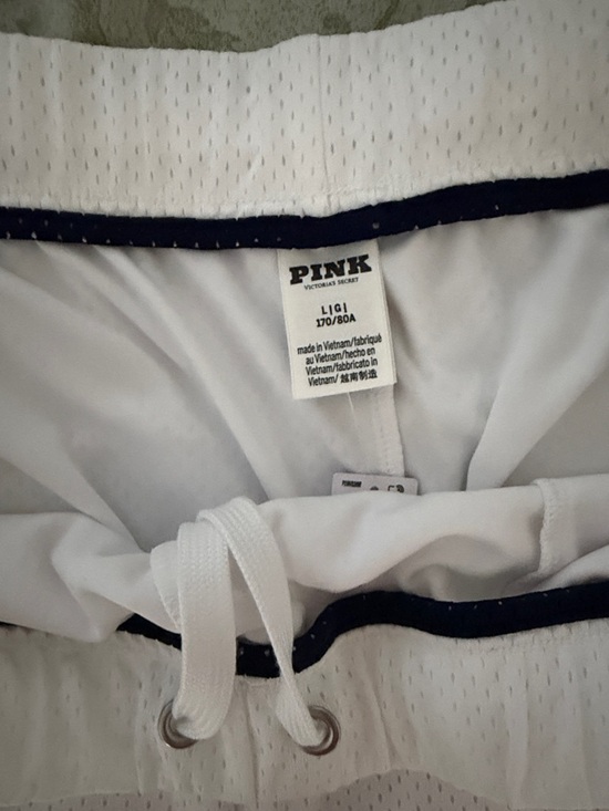 PINK Victoria's Secret White Mesh Shorts with Black Trim - Picture 2 of 8
